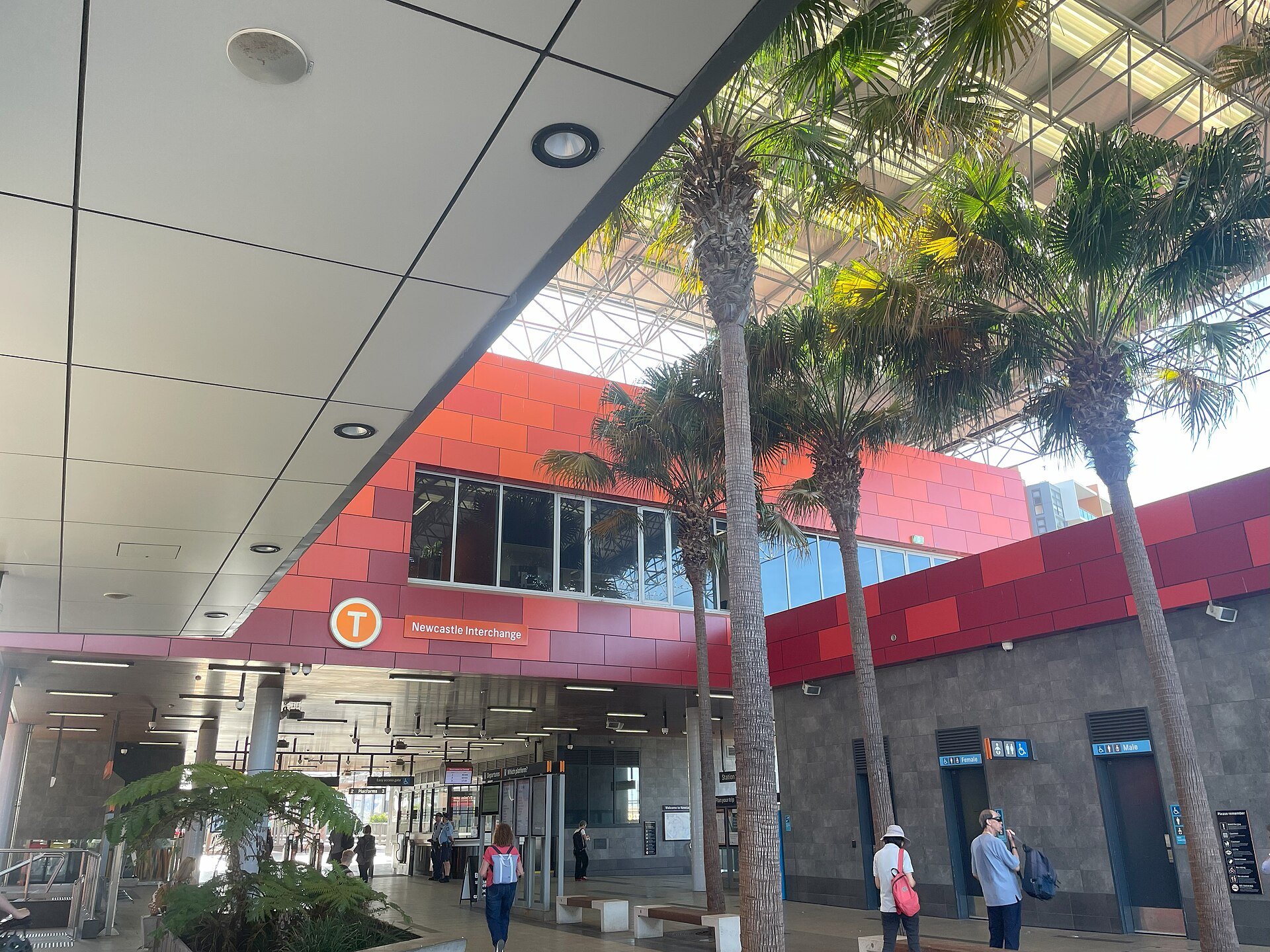 The entrance to Newcastle Interchange railway station, photographed in April 2025
