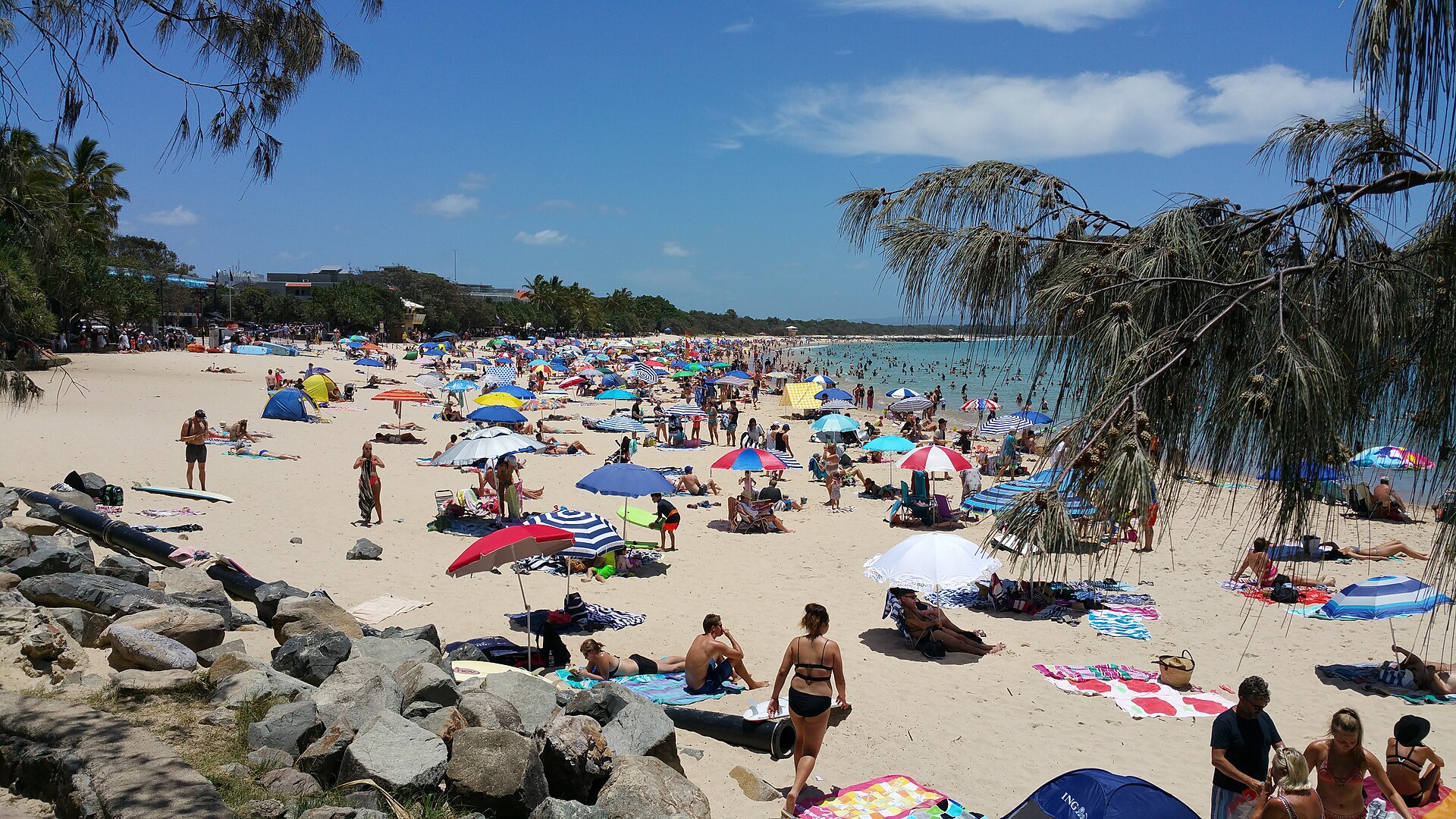 Noosa Main Beach seen from the boardwalk