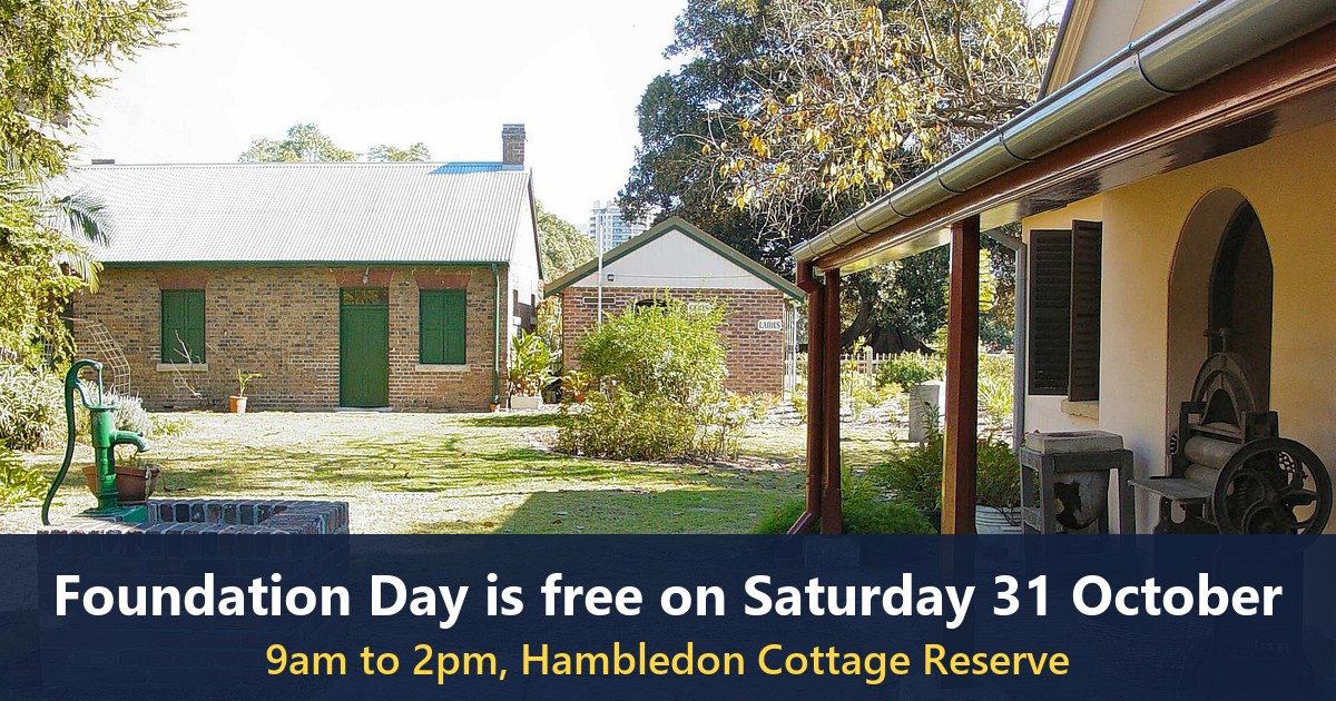Hambledon Cottage grounds, Parramatta (photo uploaded 2005, text added)