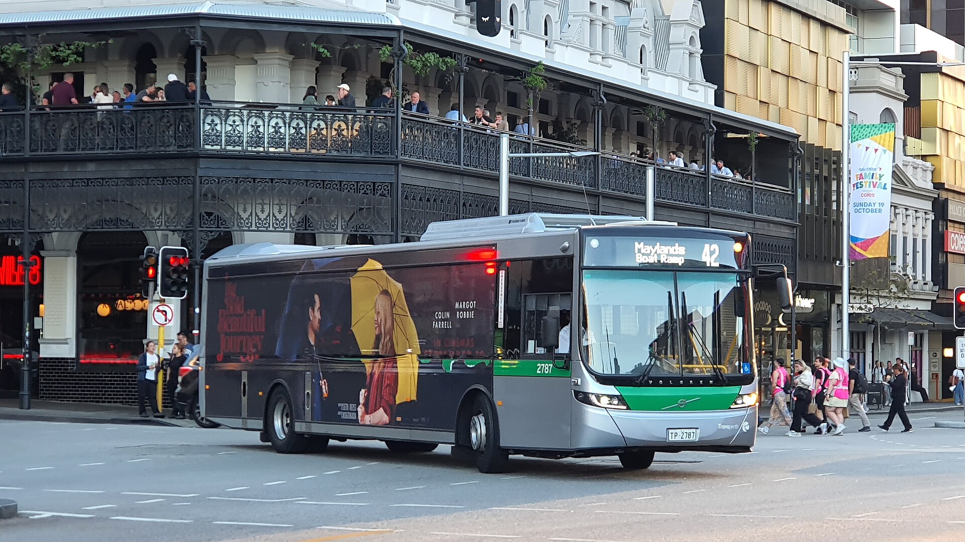 A Transperth bus at Wellington and William streets in the Perth CBD, September 2025