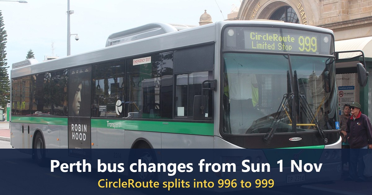 A Transperth Route 999 bus, November 2018