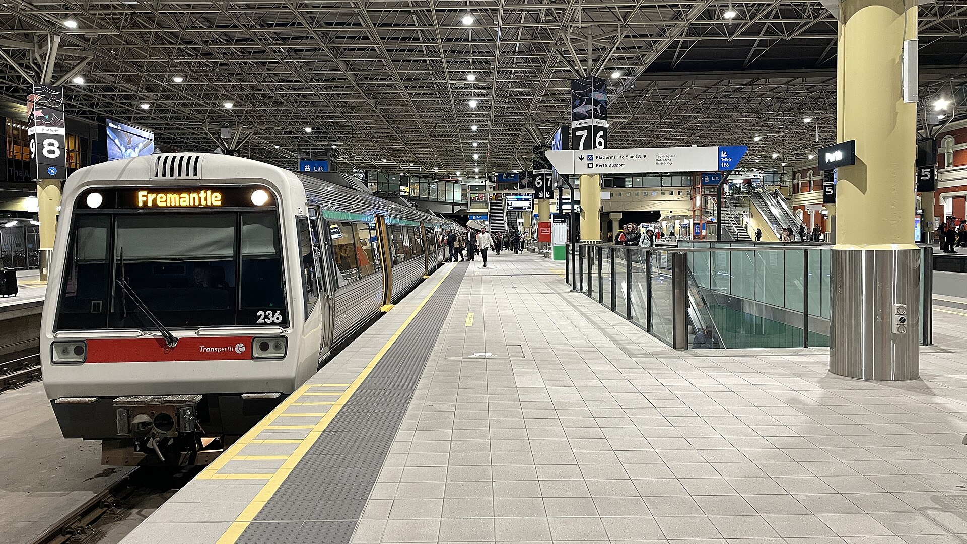 Platform 7 at Perth railway station, July 2025