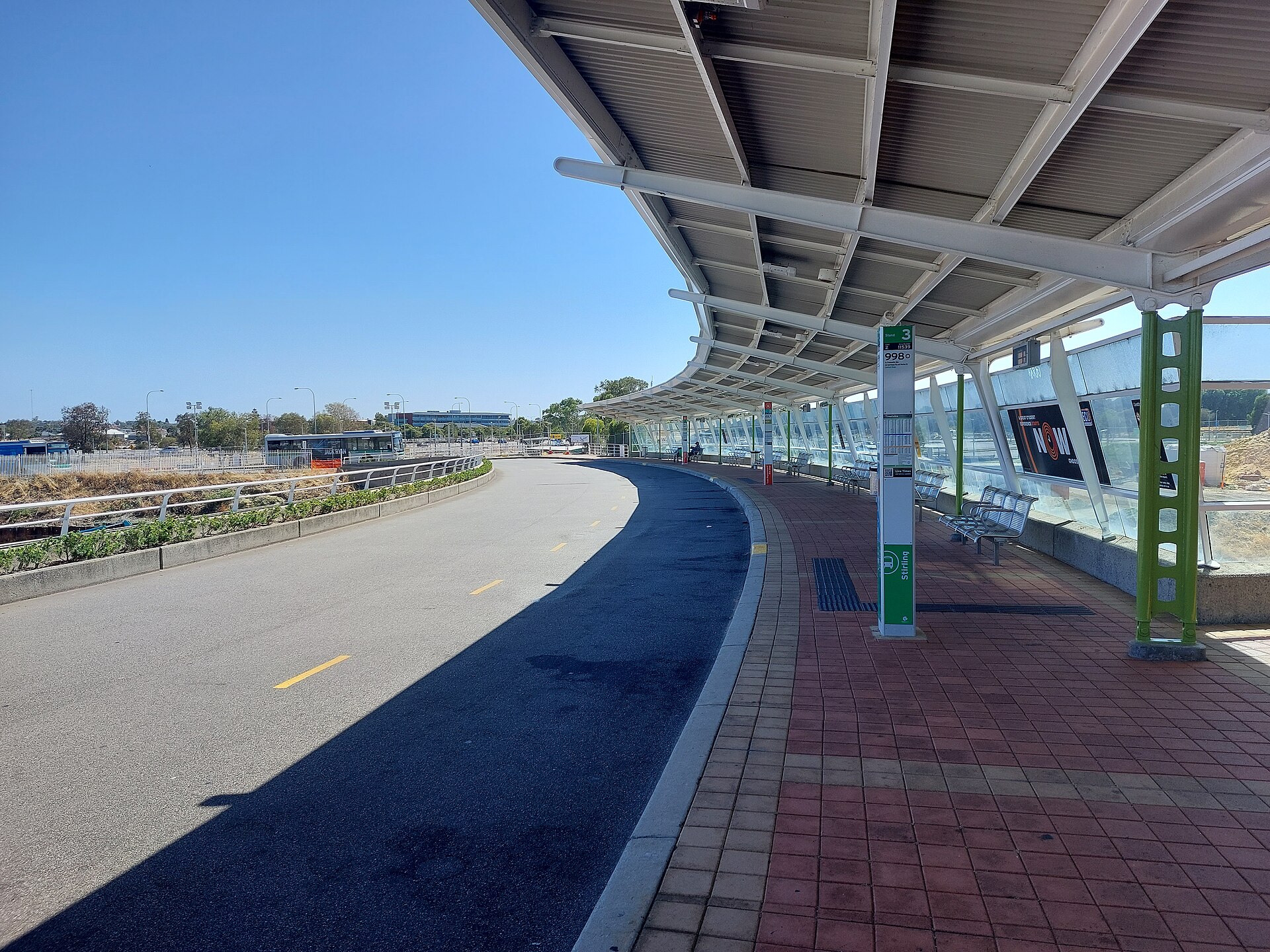 The bus platform at Stirling railway station, January 2023