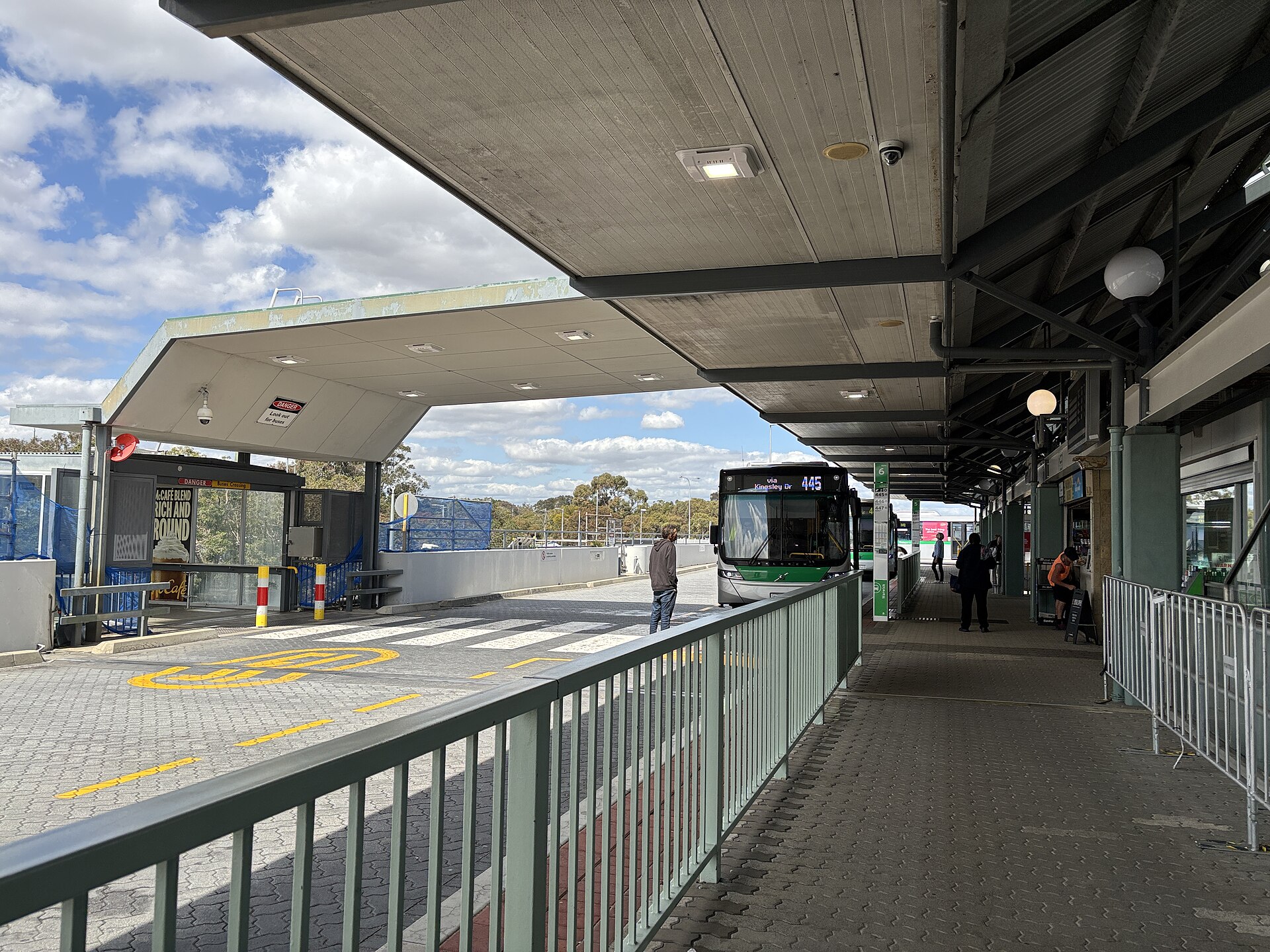 Part of the bus interchange at Warwick railway station, September 2025