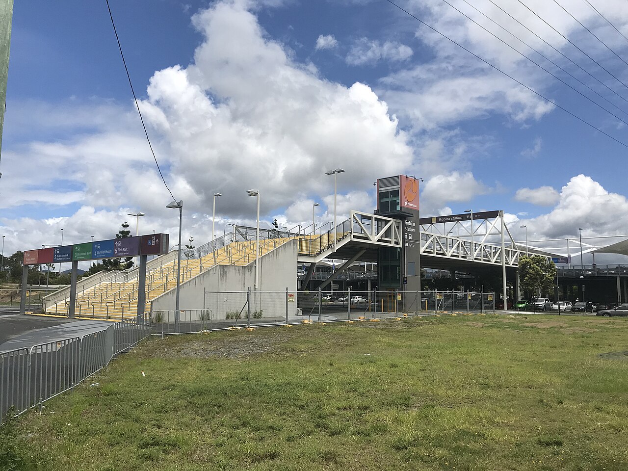Robina railway station car park in 2017; the stadium itself has no public parking