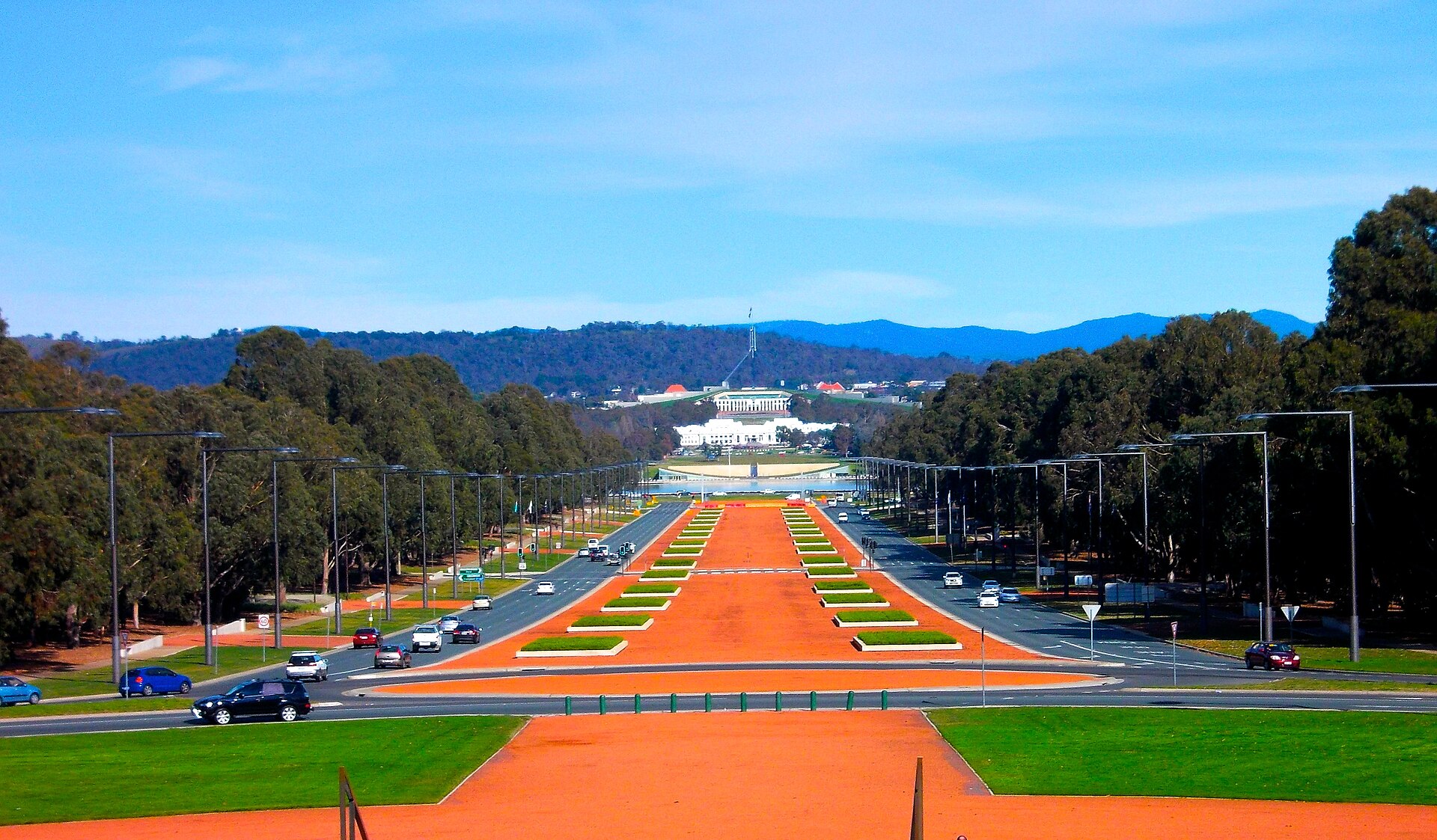 Anzac Parade seen from the steps of the Australian War Memorial in 2014