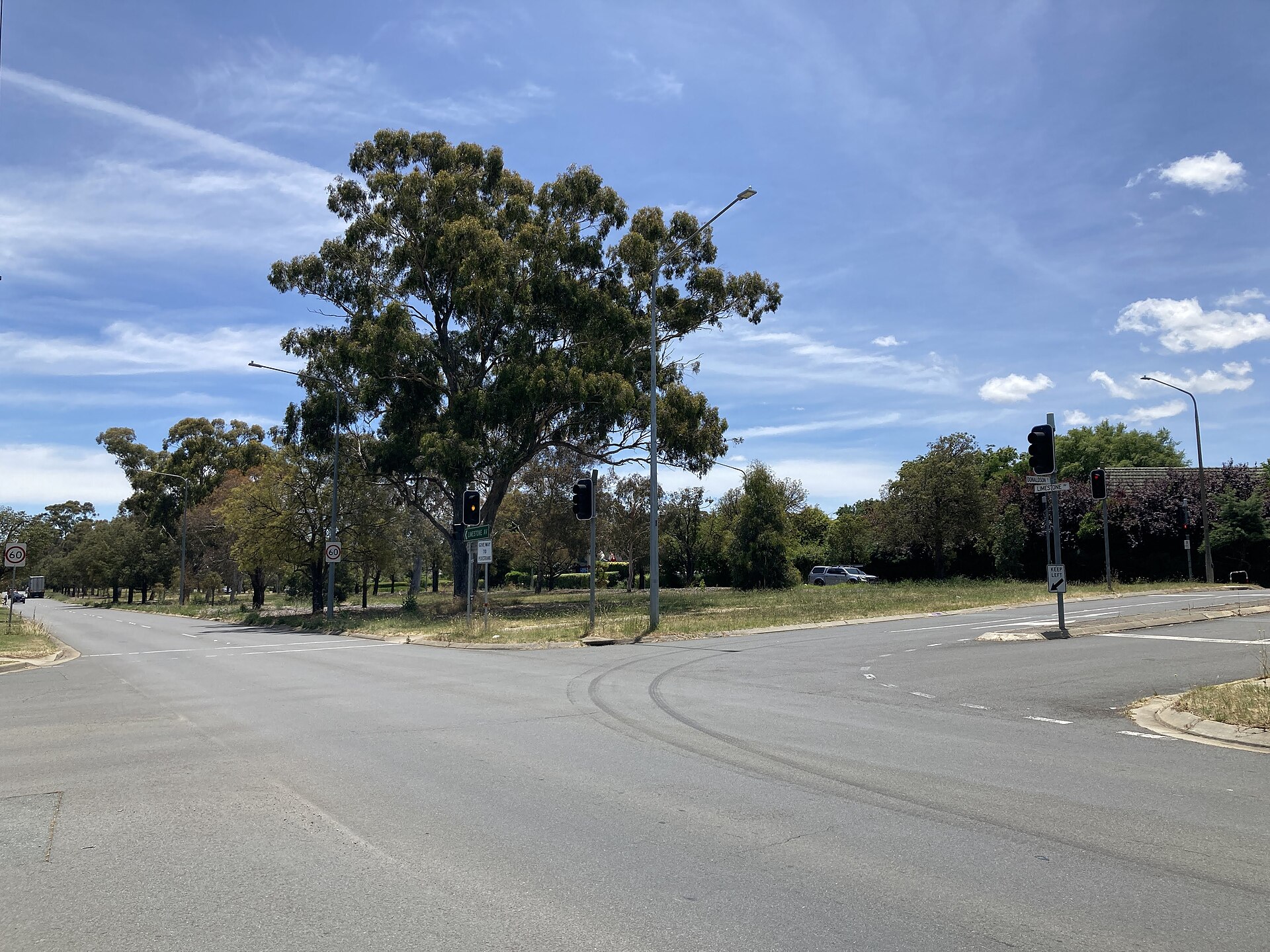 Part of Limestone Avenue on the border between Braddon and Ainslie, December 2022