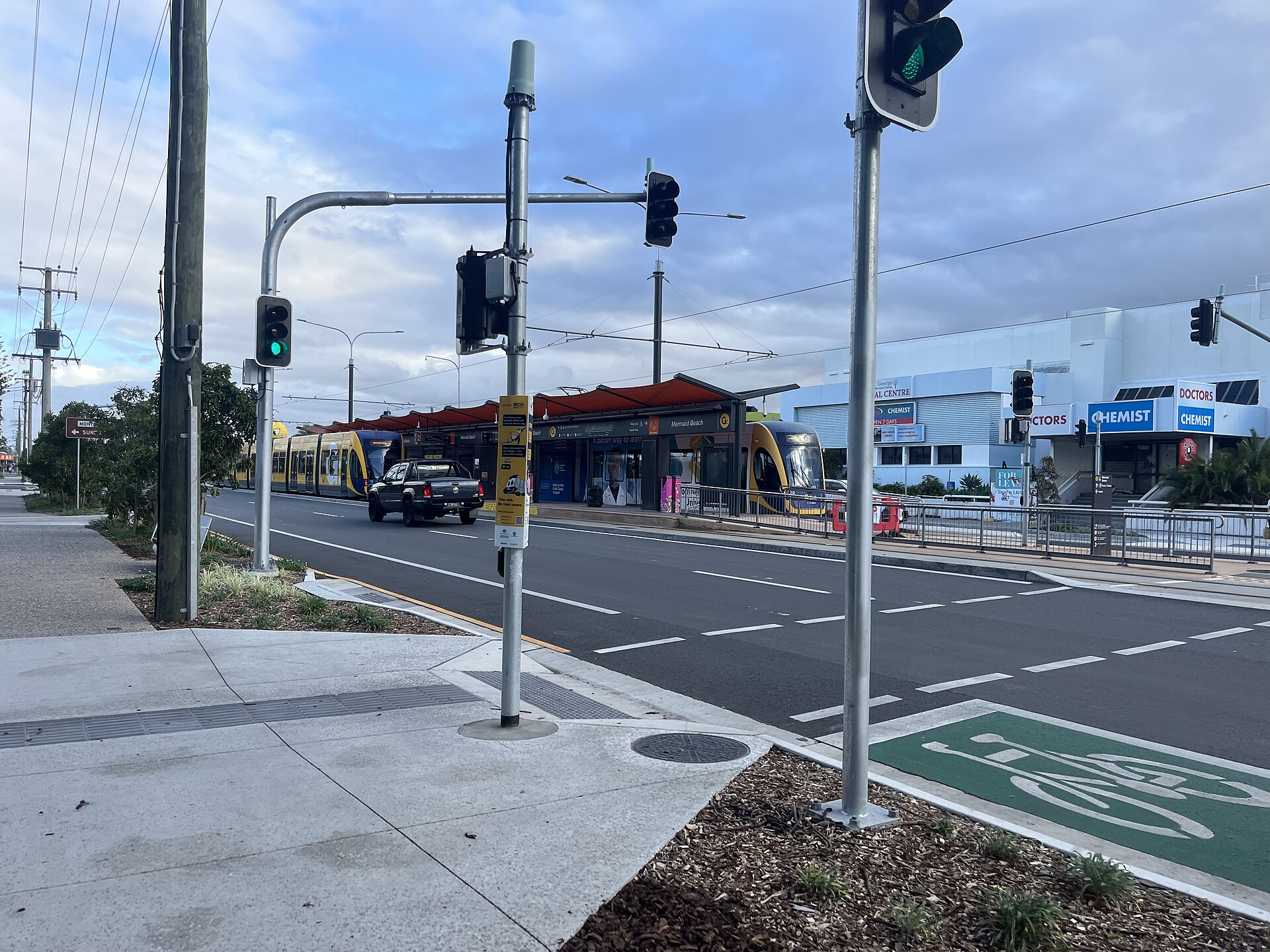 Trams at Mermaid Beach in July 2026, shown for orientation