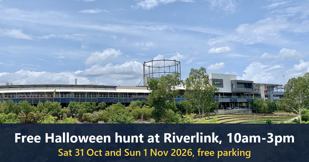 Riverlink Shopping Centre seen across the Bremer River, North Ipswich