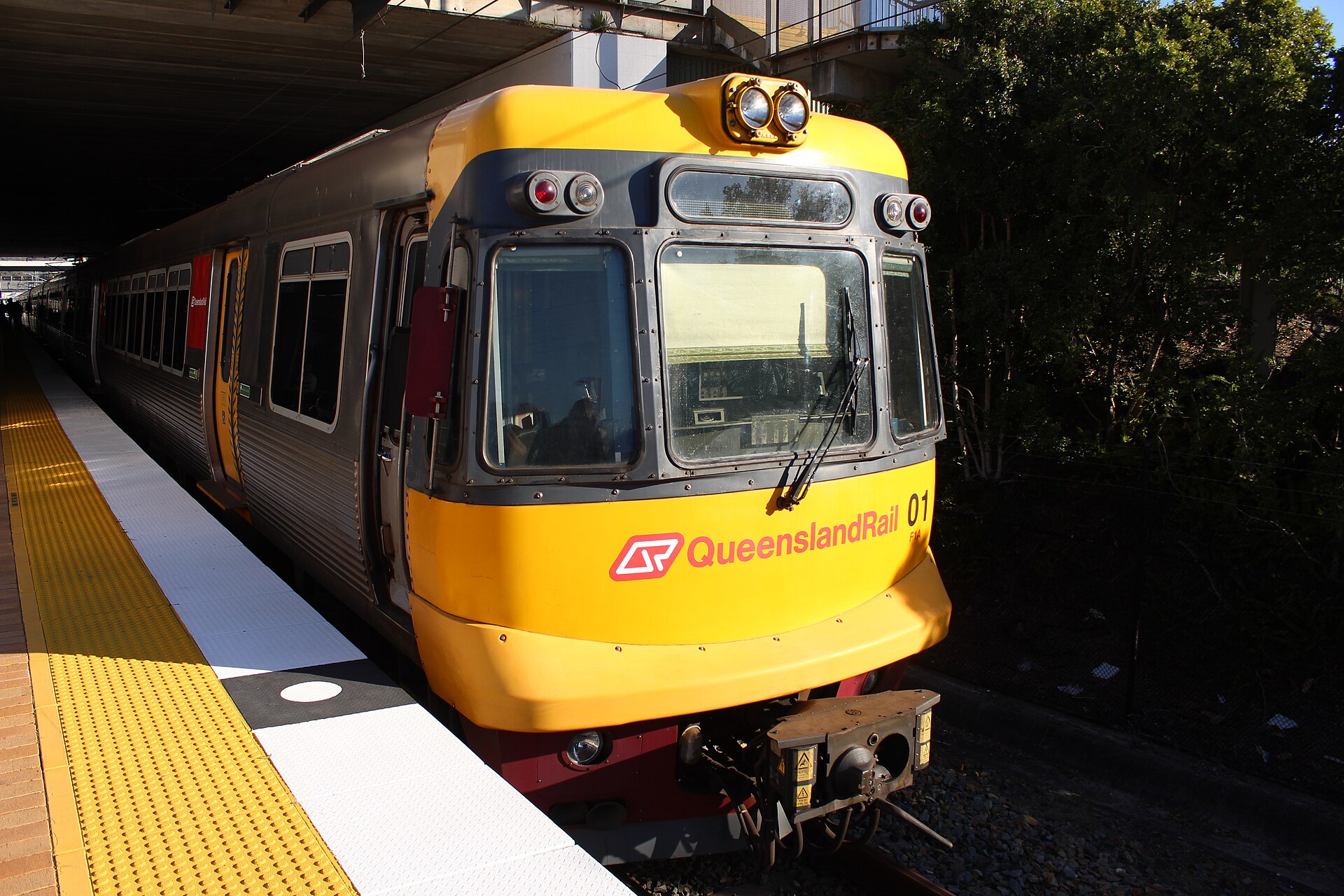 A Queensland Rail train at Robina station in 2019