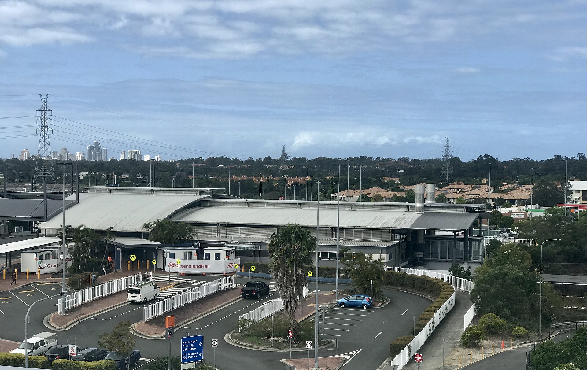 Robina station in 2017; Gold Coast Health puts it 350 metres from the hospital main entrance