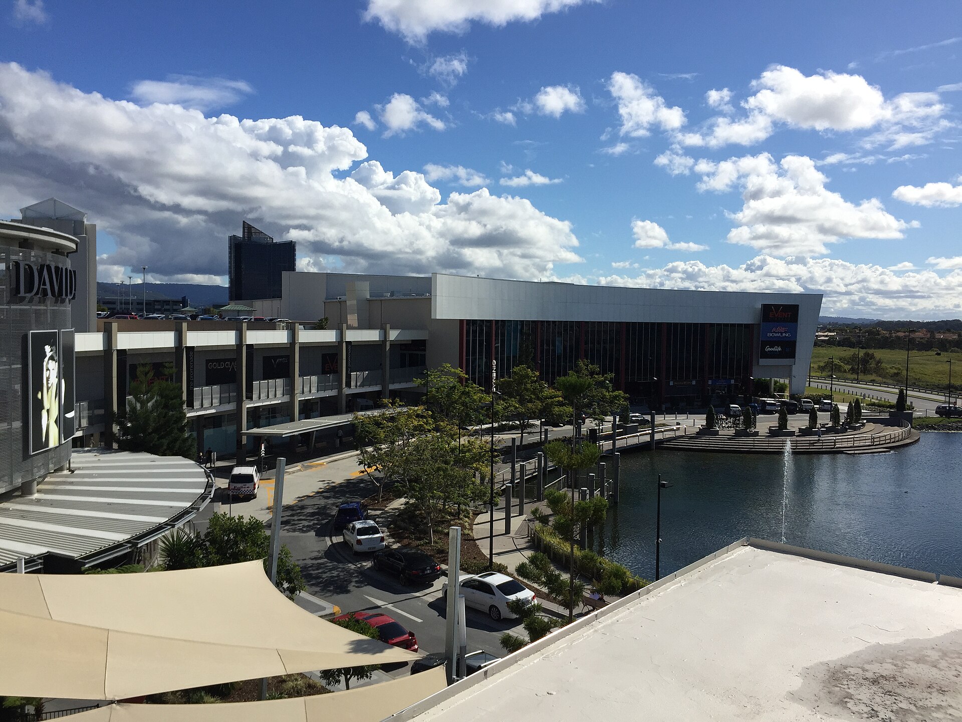 Robina Town Centre in 2015; the hospital stands on the corner of Robina Town Centre Drive and Bayberry Lane