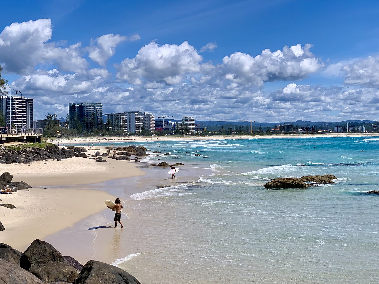Kirra Beach seen from the jetty between Coolangatta Beach and Kirra Beach
