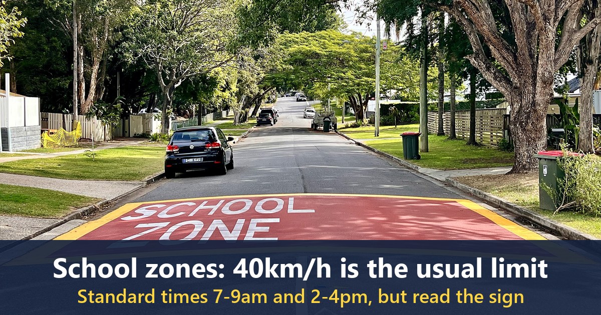School zone warning road markings in Queensland, 2023 (photographed in Queensland, not necessarily on the Gold Coast)