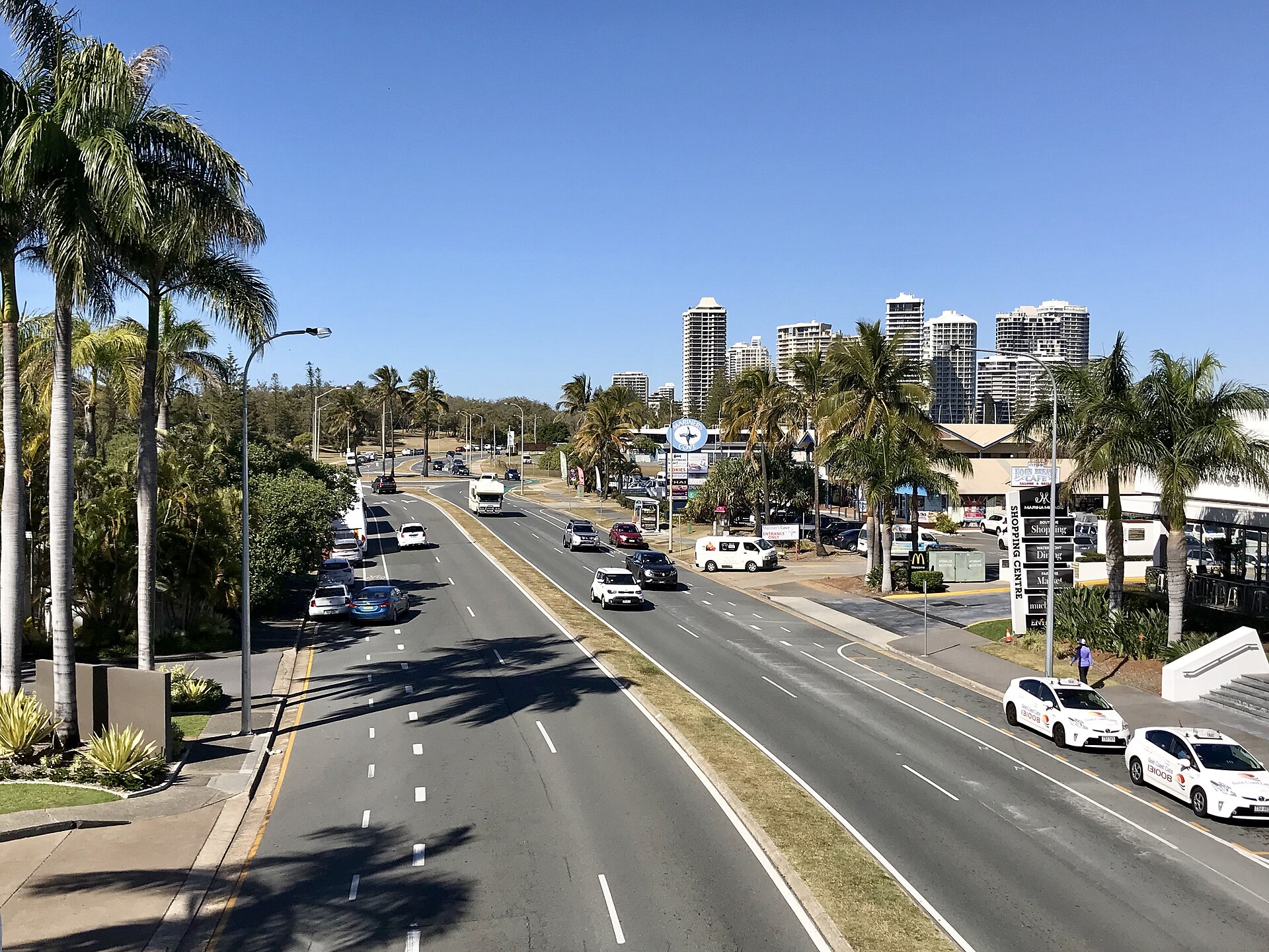Seaworld Drive at Main Beach in 2018, the road that leads to Sea World