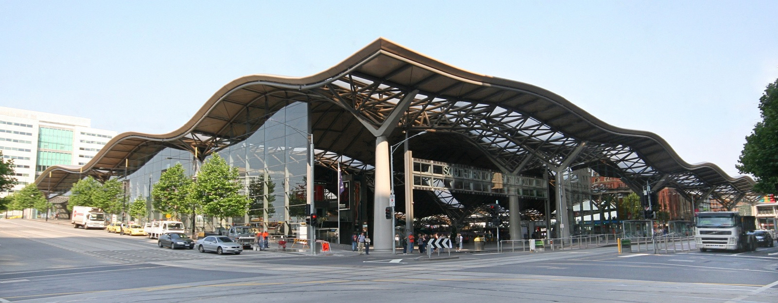 Street view of Southern Cross Station in Melbourne, August 2025