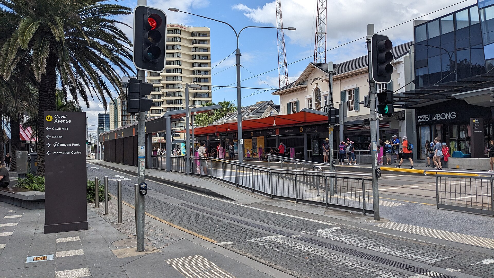 Cavill Avenue light rail stop in Surfers Paradise