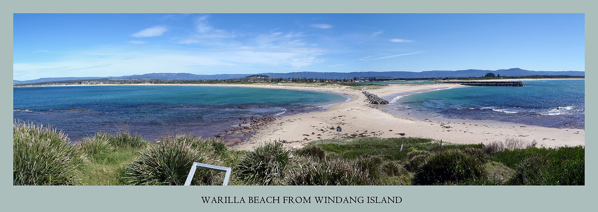 Warilla Beach and the Lake Illawarra entrance seen from Windang Island, NSW