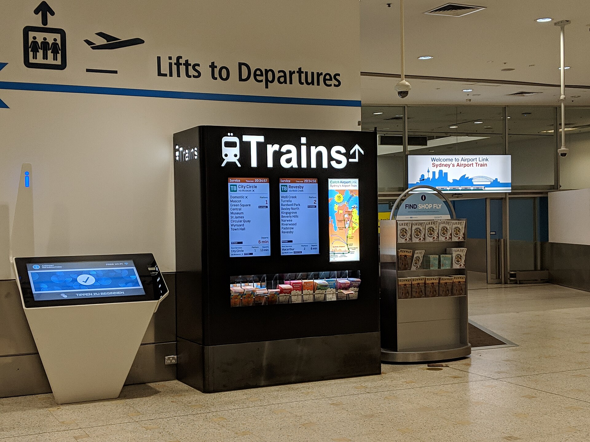 The Airport Link entrance at Terminal 1, Sydney Airport
