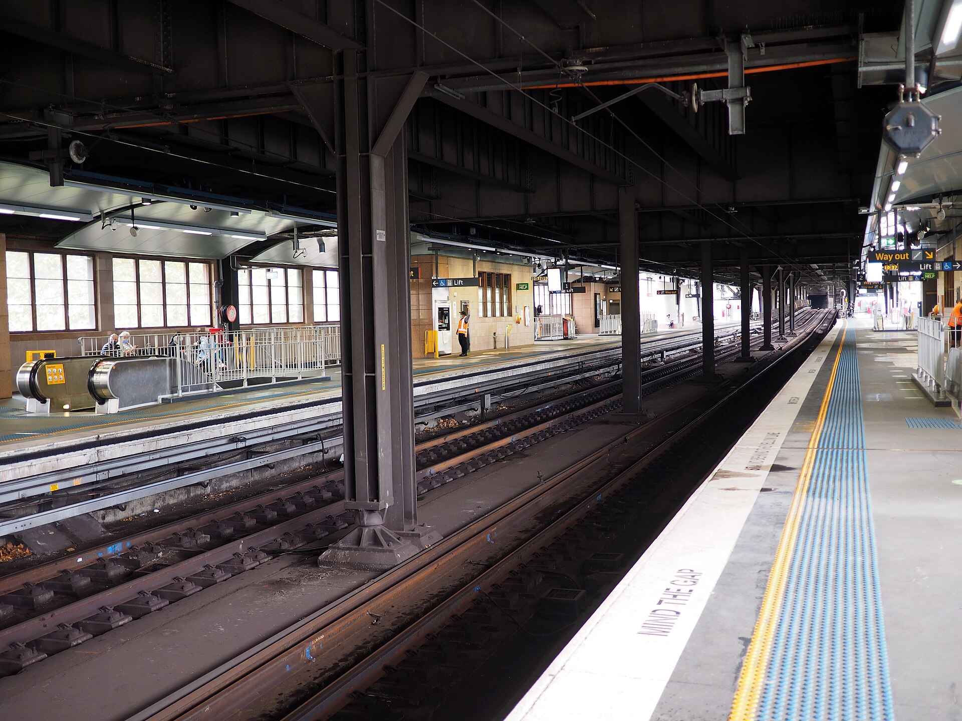 The platforms of Circular Quay railway station in April 2022