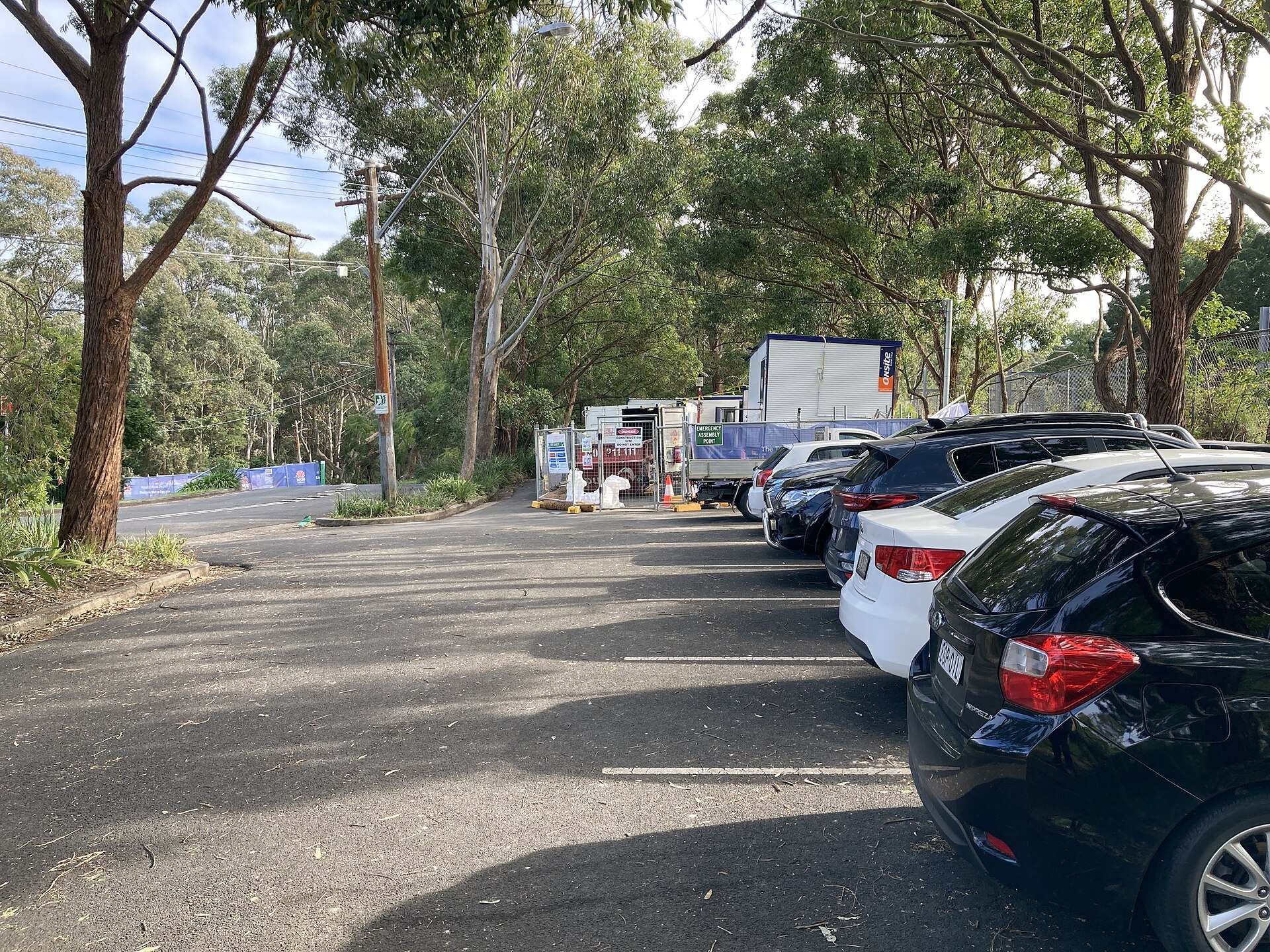 A small commuter car park near Denistone Station in July 2022