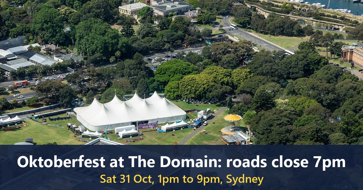 Oktoberfest at The Domain seen from Sydney Tower, 2019