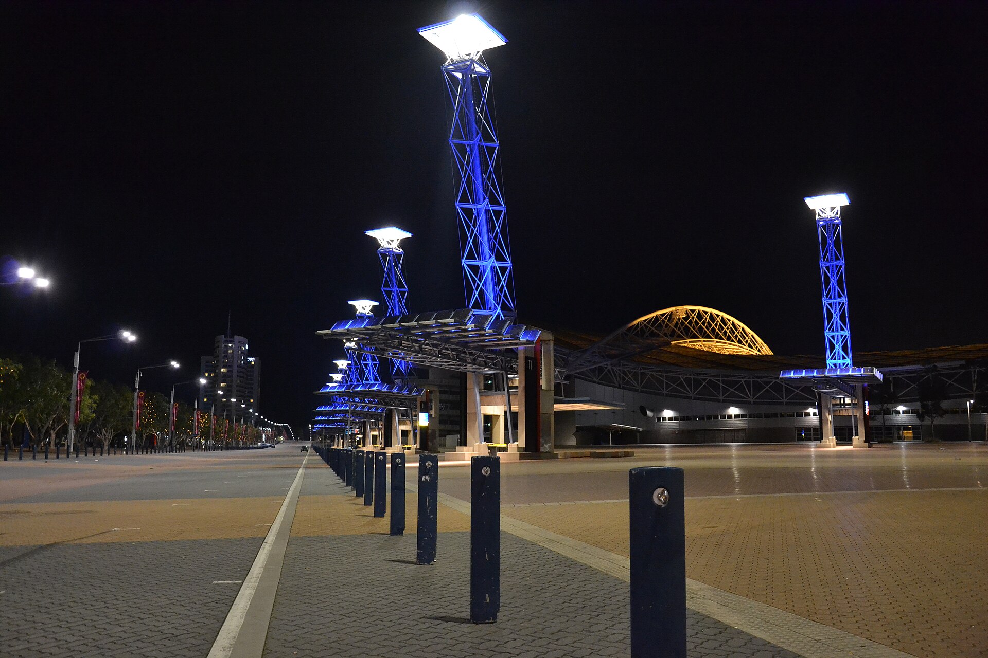 Olympic Boulevard at Sydney Olympic Park at night in July 2012