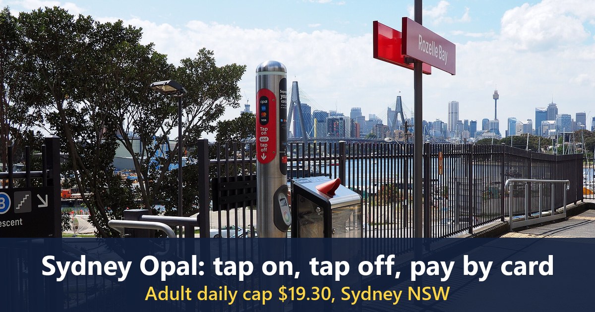 Opal card reader at Rozelle Bay light rail stop