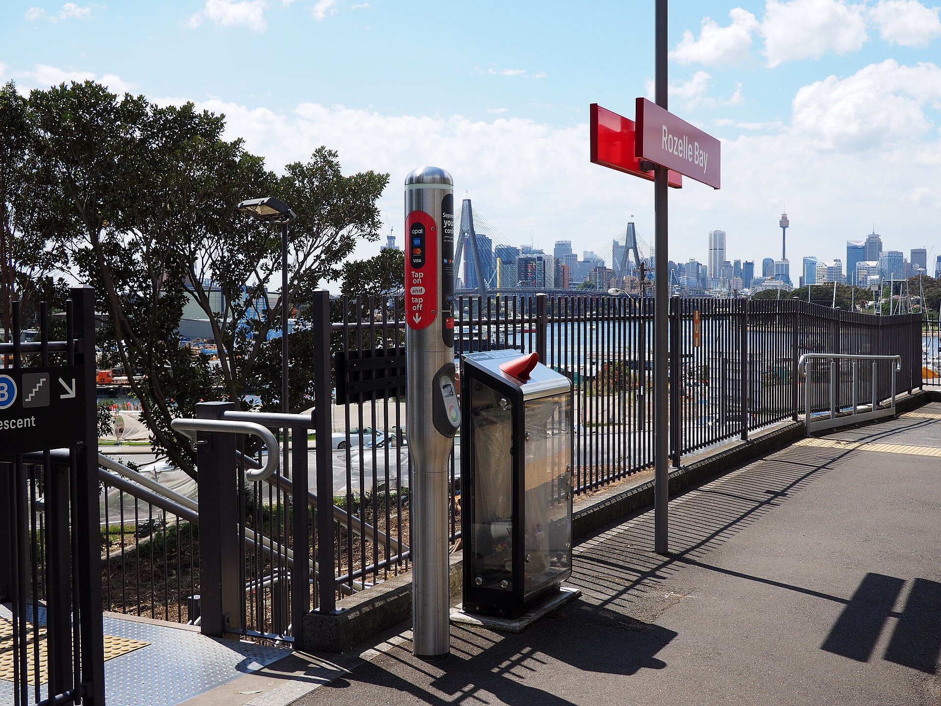 An Opal card reader at the Rozelle Bay light rail stop in October 2019