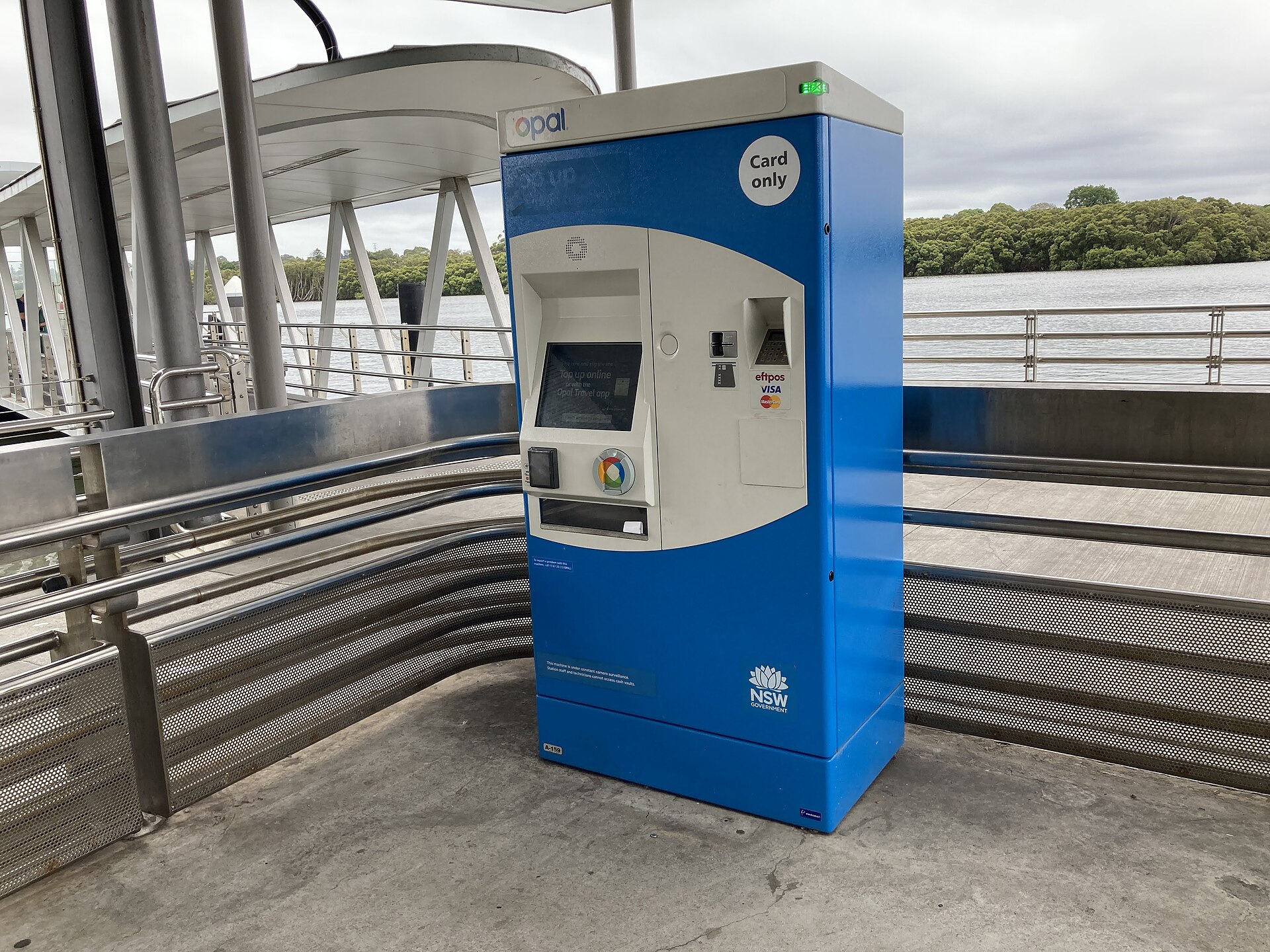 An Opal card top-up machine at Sydney Olympic Park ferry wharf in December 2022