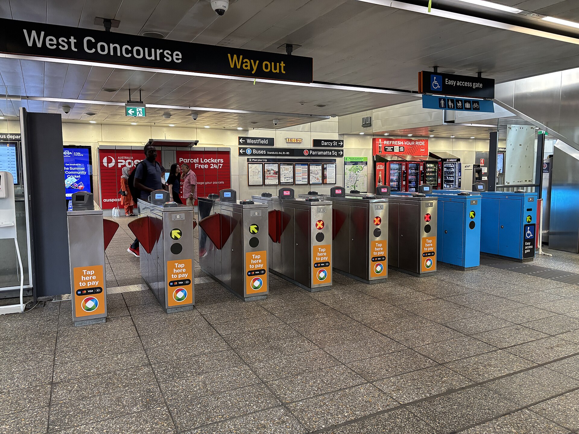 Ticket gates at Parramatta railway station in January 2025