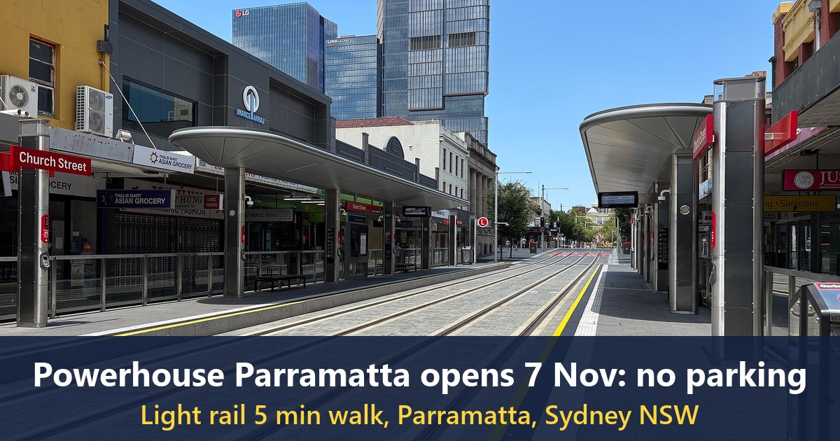 The Church Street light rail stop in Parramatta, January 2025