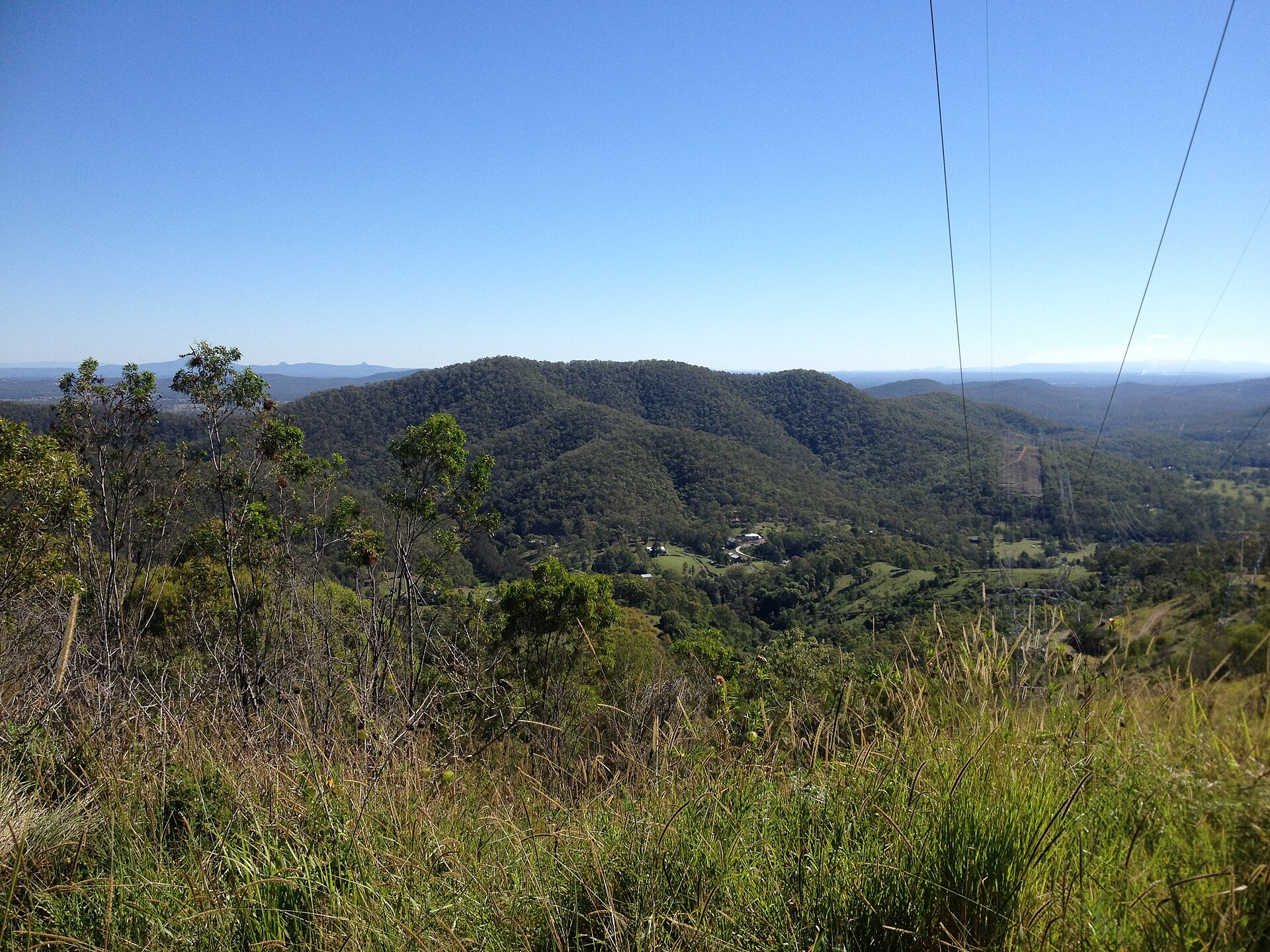 Tamborine National Park seen from Tamborine-Oxenford Road, Wongawallan, photographed in 2014, shown for orientation