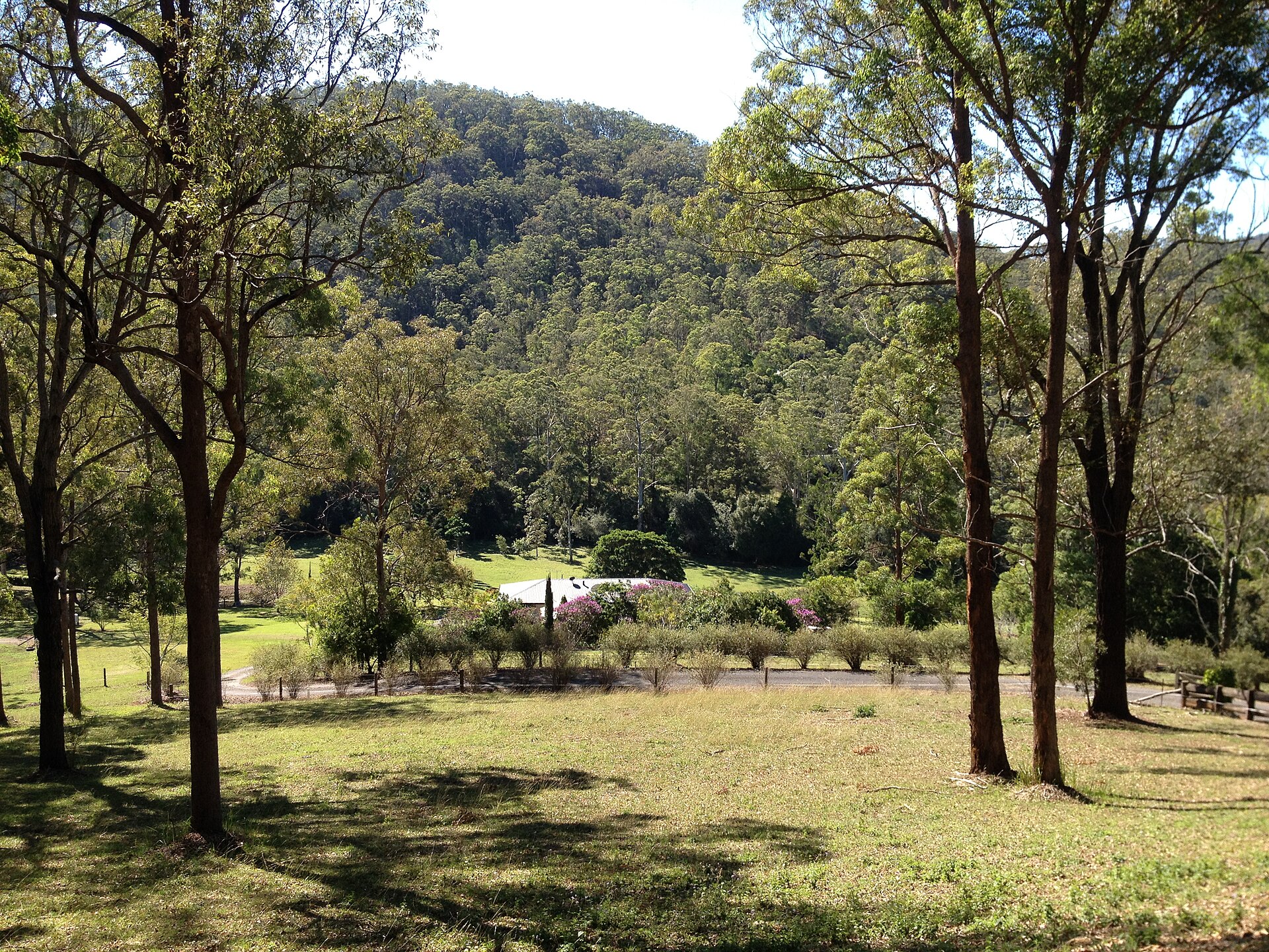 Countryside along Tamborine-Oxenford Road, Wongawallan, photographed in 2014, shown for orientation
