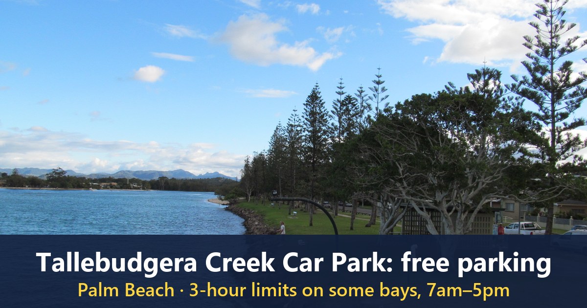Foreshore of Burleigh Heads along Tallebudgera Creek, seen from the Gold Coast Highway