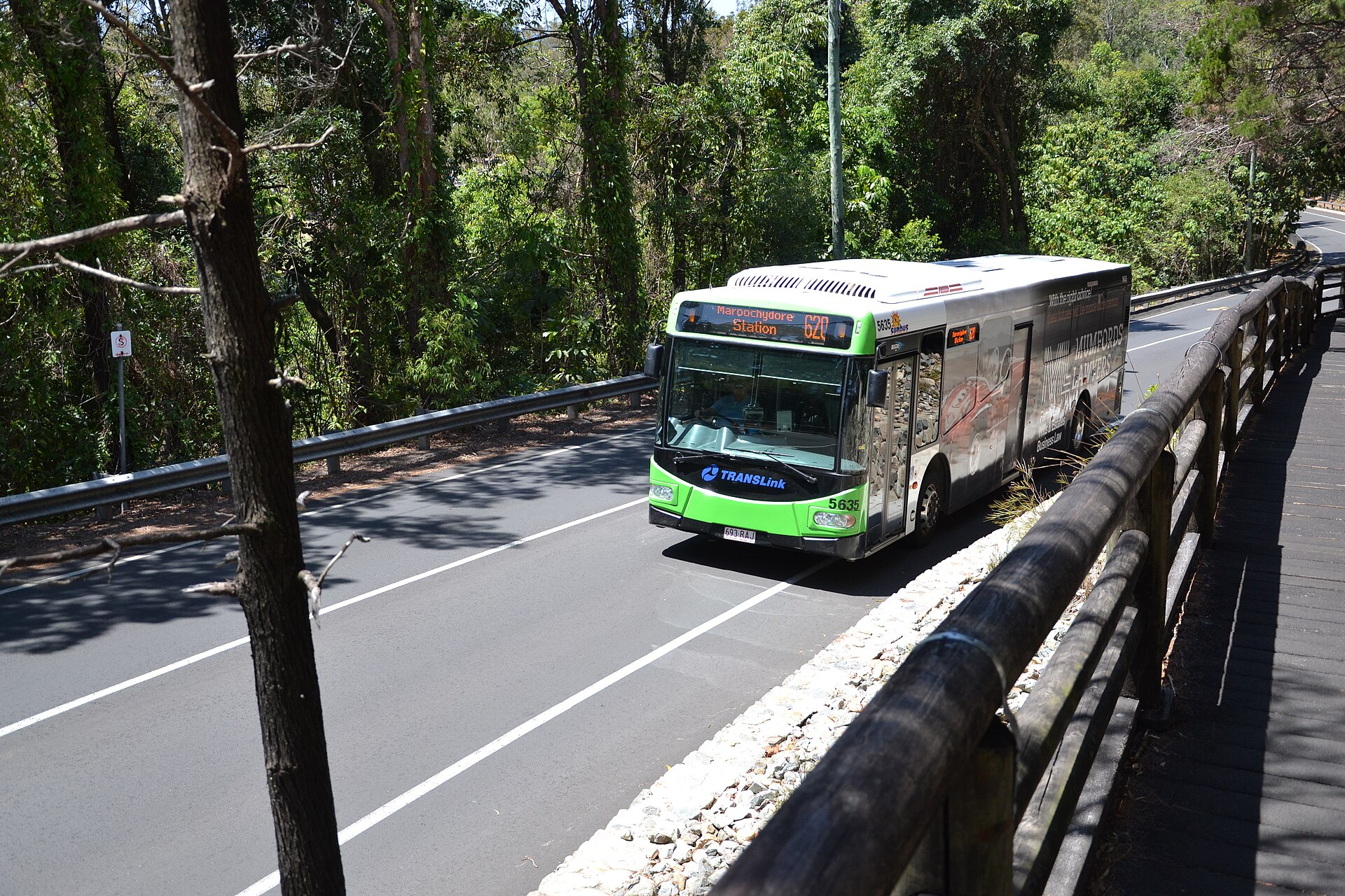 A Translink bus showing route 620 and Maroochydore Station on its destination sign, photographed in 2014
