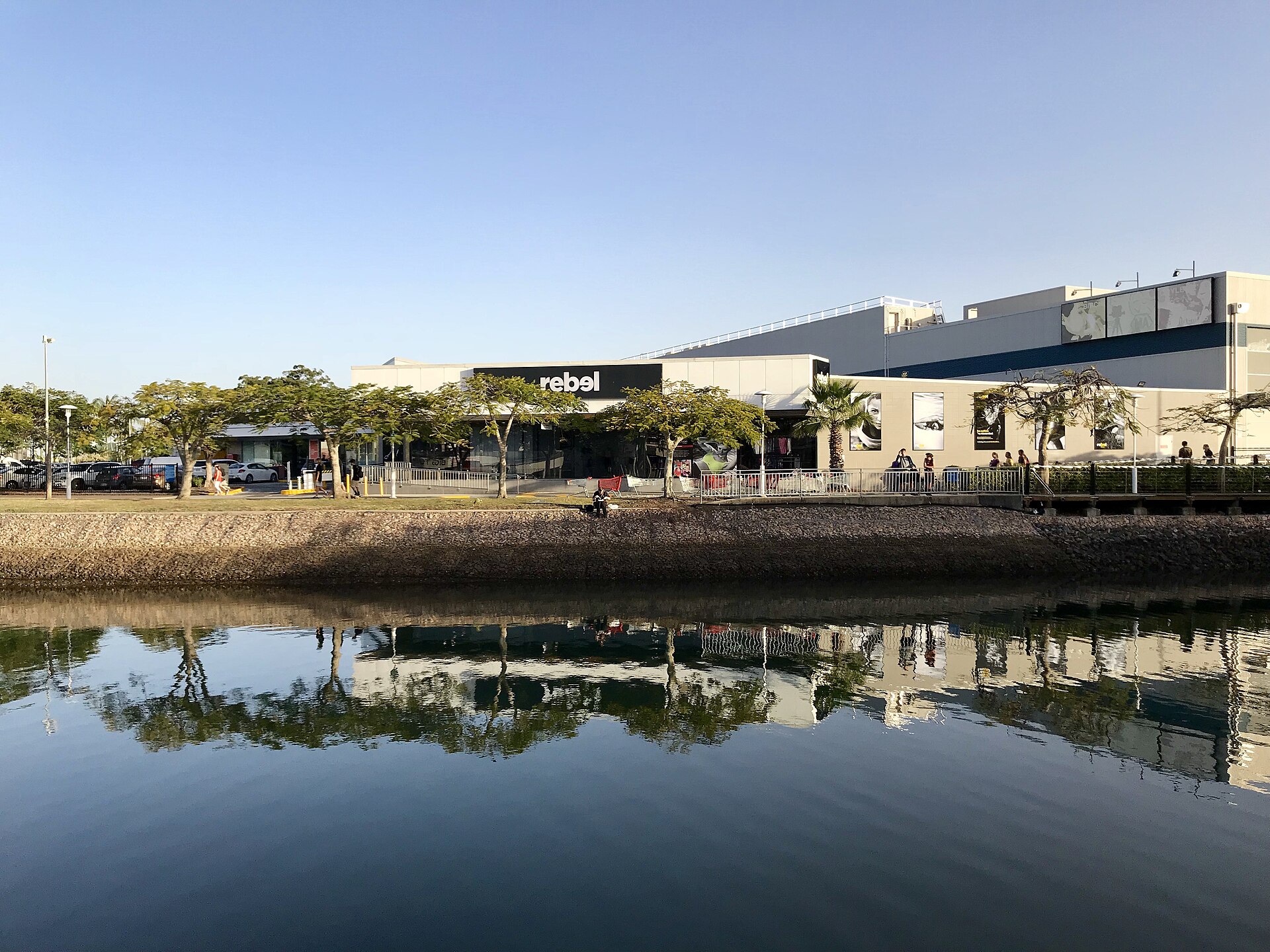 Sunshine Plaza shopping centre across the canal in Maroochydore, photographed in 2018