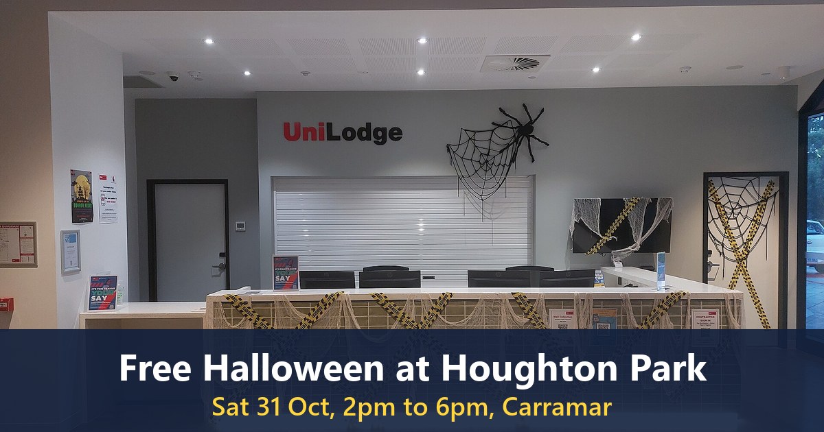 Halloween decorations at a Curtin University residence in Perth