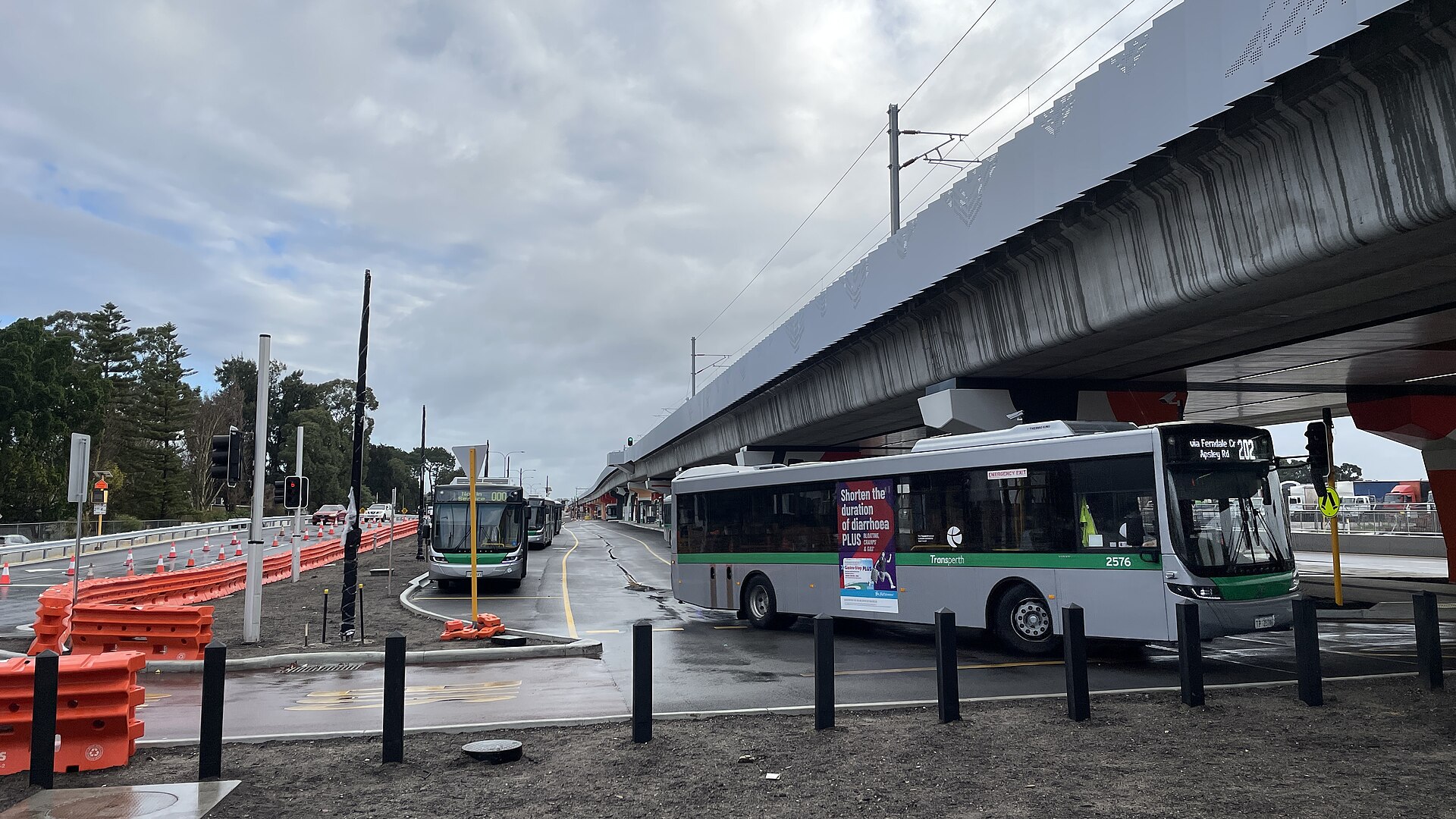 The bus terminal at Cannington railway station, Western Australia