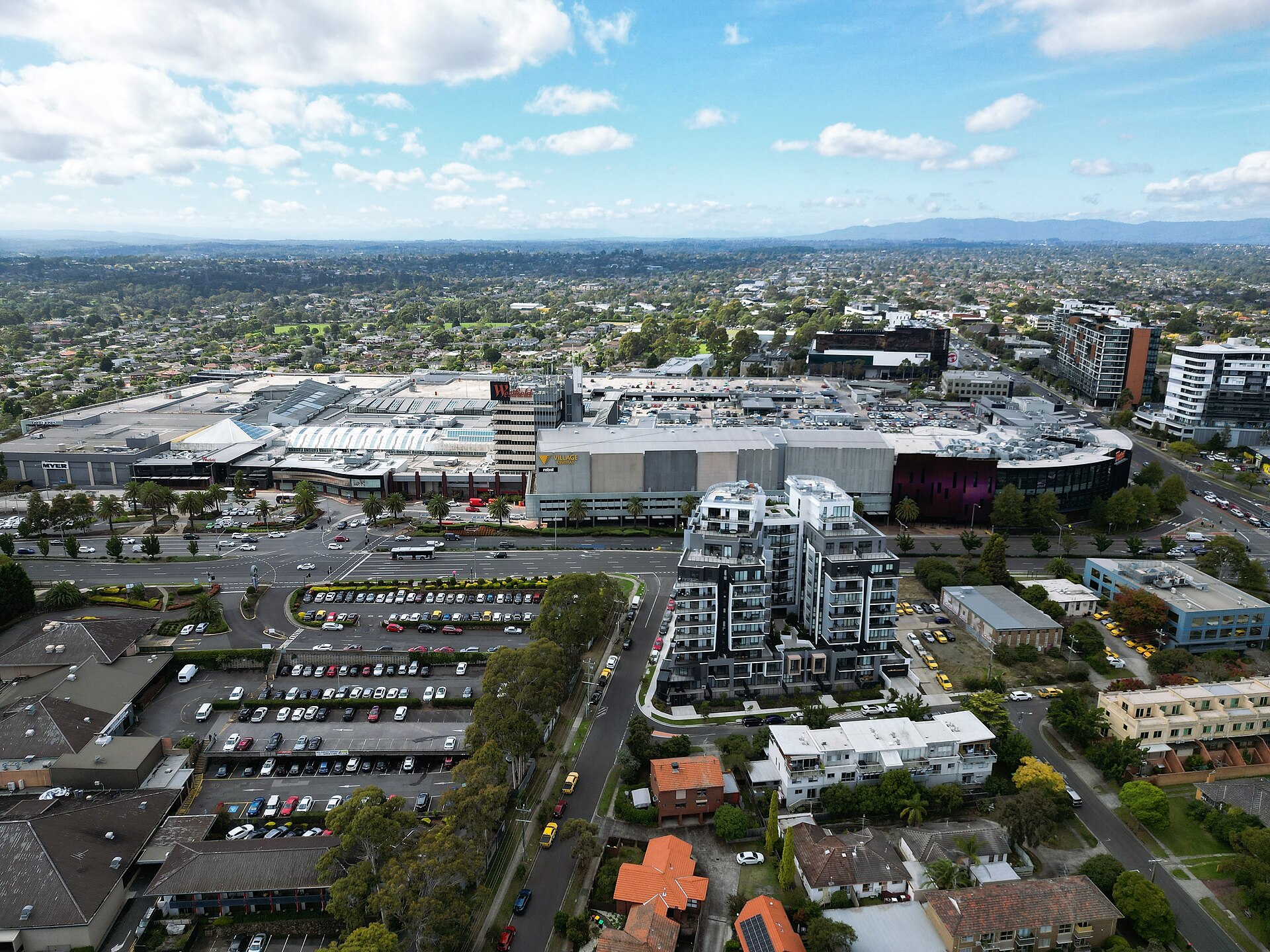 Westfield Doncaster with the Shoppingtown Hotel in the foreground, Doncaster, Victoria