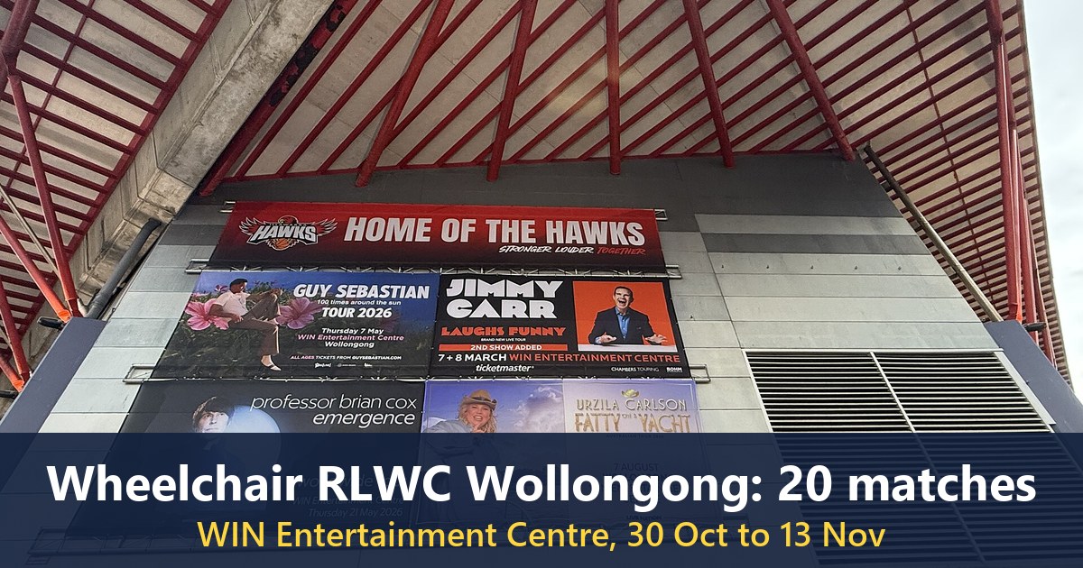 WIN Entertainment Centre exterior, December 2025