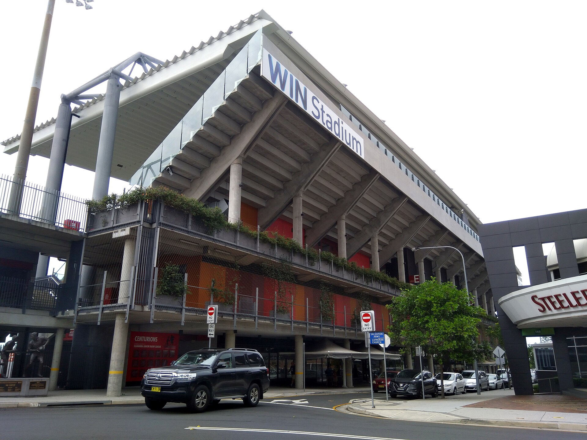WIN Stadium seen from Harbour Street in 2018