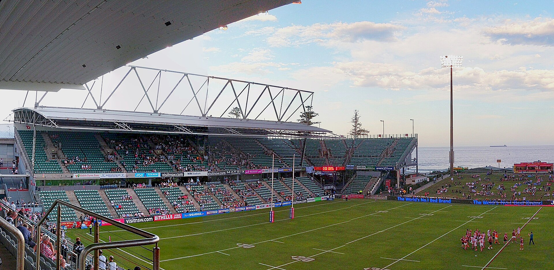 The northern stand of WIN Stadium, photographed in 2018