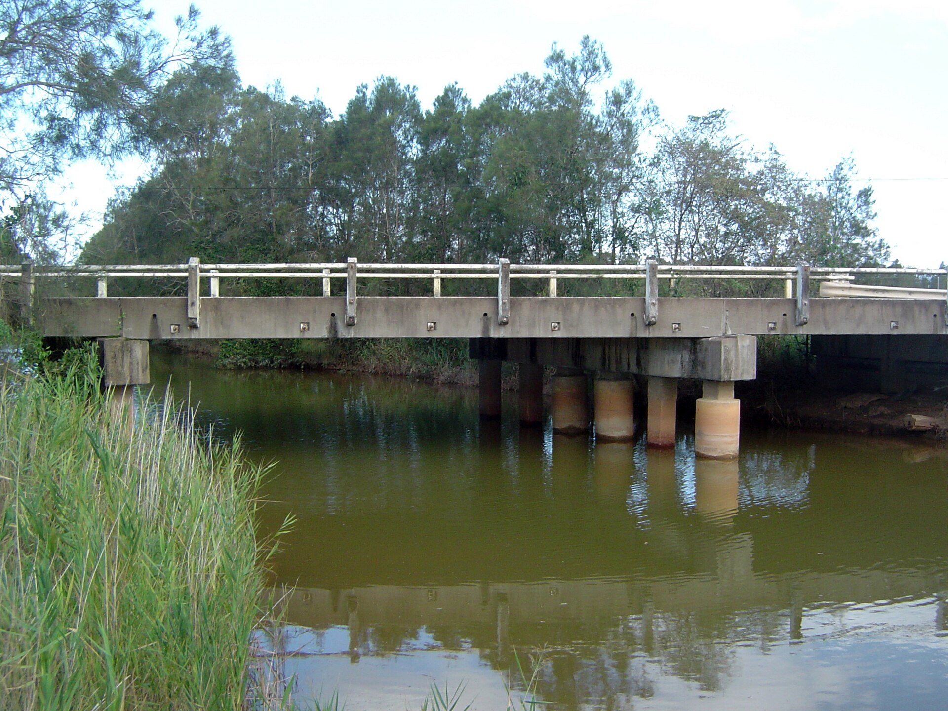 Kerkin Road North crossing the Pimpama River, photographed in 2014, shown for orientation